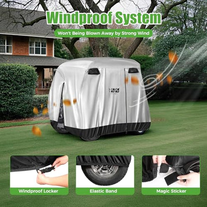 4 Passenger Golf Cart Cover for Yamaha EZGO Club Car (Silver)