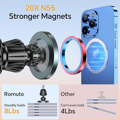 for Magsafe Car Mount【20 Strong Magnets】Magnetic Phone Holder for Car Phone Holder Mount Dash Mounted Holders Cell Phone Holders for Your Car Accessories for Women Men for iPhone 17 16 15 14 (Metal Gray)