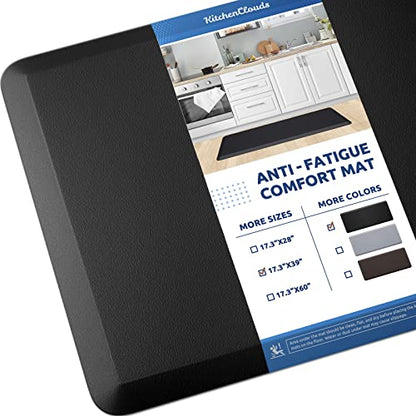 Kitchen Mat Cushioned Anti Fatigue Rug Standing and Comfort Floor Mats (Black / 39"L x 17.3"W x 0.5"Th)