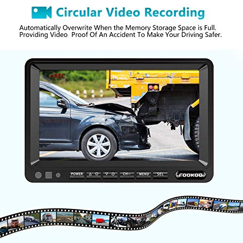 HD 1080P 7" Wired Backup Camera System Rear and Side Coverage (Deep Black / 7"-3 Cam)