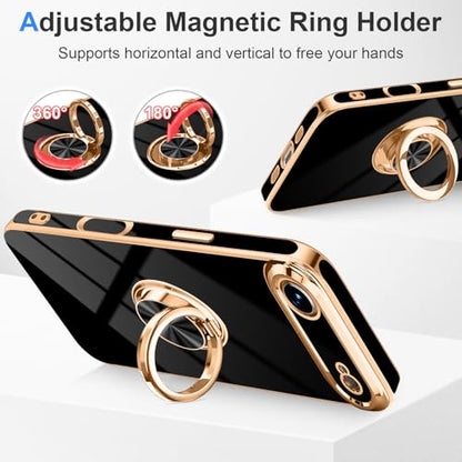 Designed for iPhone Air Case with Ring Stand Slim Black (Black / 6.5'' iPhone Air)