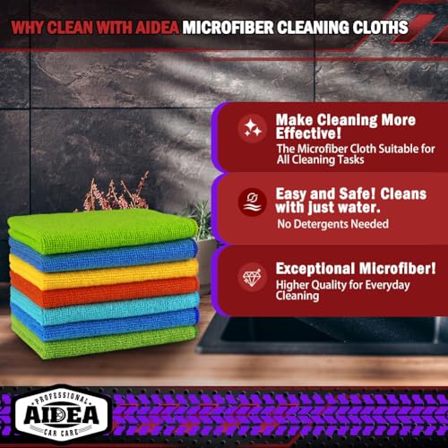 Microfiber Cleaning Cloth (Yellow Blue Green / 150PK)