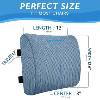 Lumbar Support Pillow for Office Chair (Light Blue)