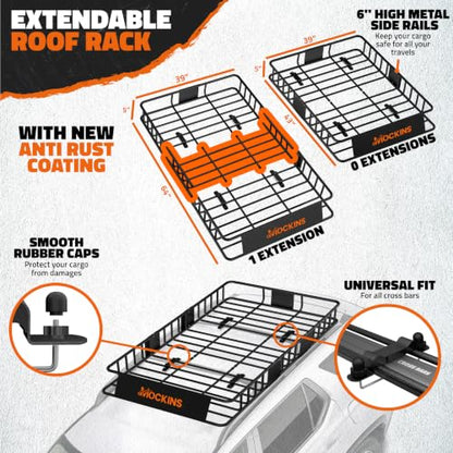 64"x39"x5" Extendable Roof Rack Cargo Carrier for Top of Vehicle (64"x39"x6" - 20 Cu.Ft. Bag)