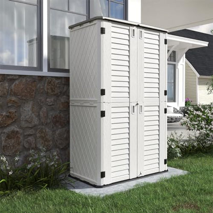 Outdoor Storage Cabinet Waterproof (66 Cu.ft White Shed-08H)