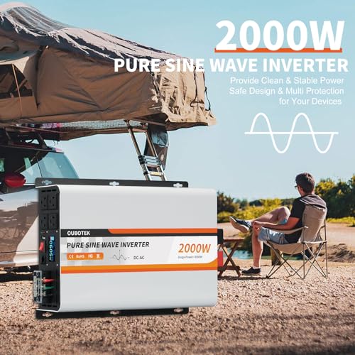 2000W Pure Sine Wave Inverter 24V DC to 120V AC Converter (2000W-Wired / 24V)