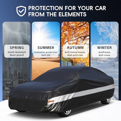 10 Layers Car Cover Custom Fit for Dodge Challenger SRT Hellcat Demon (Black Gray / Custom Fit for Dodge Challenger)