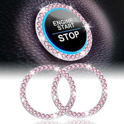 2 PCS Crystal Rhinestone Car Engine Start Stop Decoration (Pink)