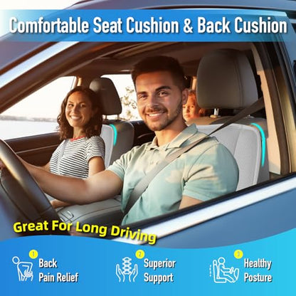 Car Seat Cushion with Back Support Pillow (Gray)