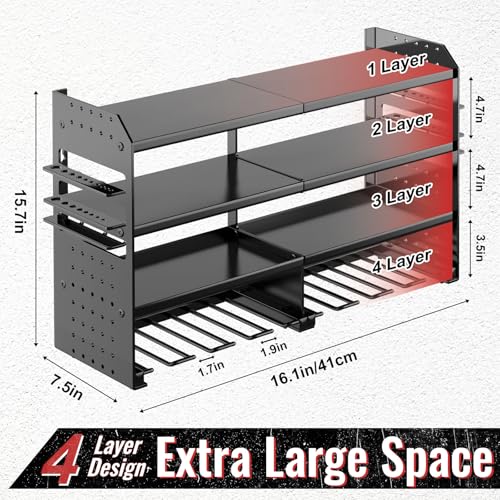 Power Tool Organizer Wall Mount (Black / 1PC 8 Drills Holder)