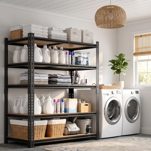 3000LBS Garage Shelving 72''H Storage Shelves Metal Shelving 5 Tier Metal Shelves Adjustable Pantry Shelf for Closet Pantry Basement Kitchen Warehouse 40" W x 17.8" D x 72" H (5T 40" W x 17.8" D x 72" H)