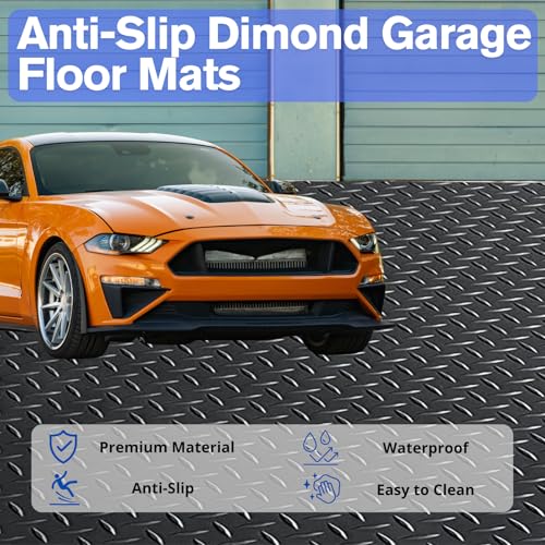 4x6FT Flooring Roll Diamond Plate Rubber Garage Floor Mat (4X6 Feet)