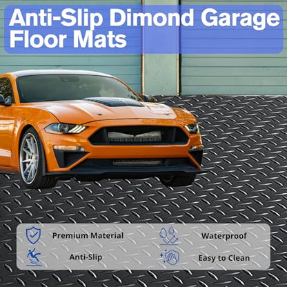 4x6FT Flooring Roll Diamond Plate Rubber Garage Floor Mat (4X6 Feet)