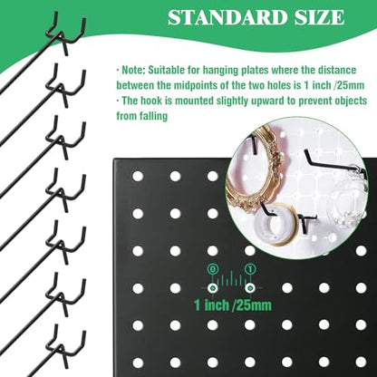 60Pcs 2" 4" 6" 8" Pegboard Hooks Assortment Set (2/4/6/8 Inches / Black)