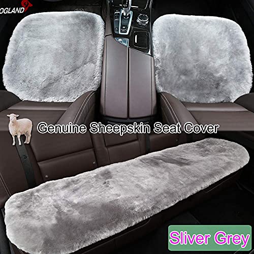 Gray Genuine Sheepskin Car Seat Cover for Fuzzy Fur Wool Cushion (Misty Gray)