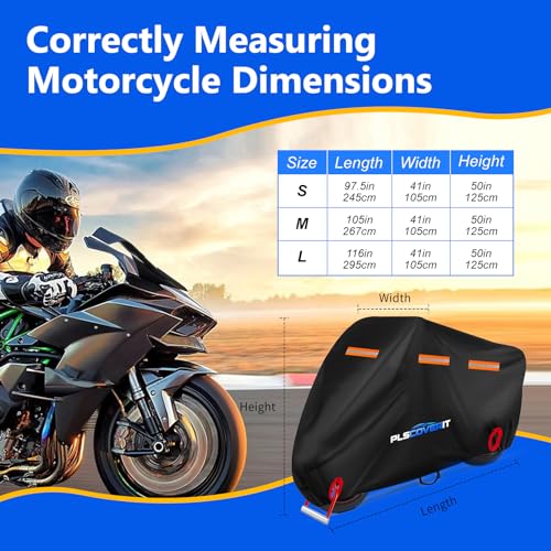 Motorcycle Cover (Black / 105" x 41" x 50")