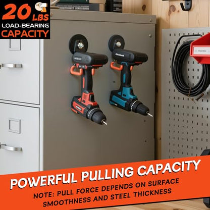 Pro Mag Upgraded Heavy Duty Magnetic Garage Hooks (V1 Pro 2.59INCH 4PACK Orange Medium Hooks)