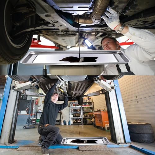 2 Pcs Under Car Oil Pans for Changing Oil (23.5 x 15.6 Inch)