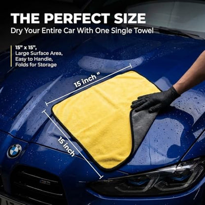 Microfiber Towels for Cars (15.7" x 15.7" - 3 Pack)
