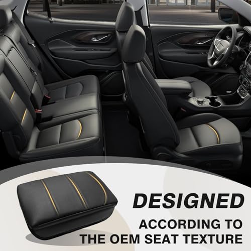 Armrest Cover for GMC Acadia 2017 (19) 17-23 |Acadia| Black/White Stitching, +Thick)