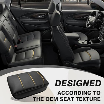 Armrest Cover for GMC Acadia 2017 (19) 17-23 |Acadia| Black/White Stitching, +Thick)