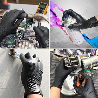 Heavy Duty Black Industrial Nitrile Gloves (X-Large)