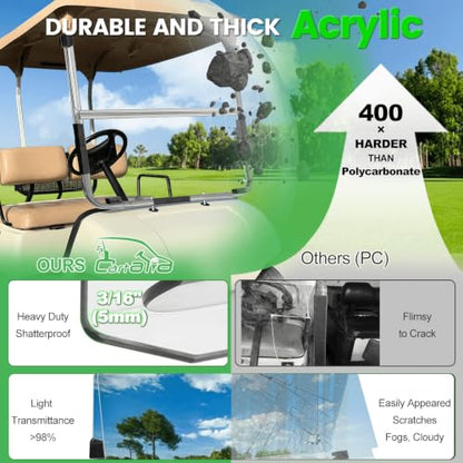 Golf Cart Foldable Windshield 3 (Clear)