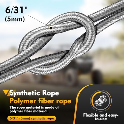 Portable Drill Winch of 1000 LB (1000 lb. Capacity Synthetic Rope（Grey）)