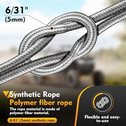 Portable Drill Winch of 1000 LB (1000 lb. Capacity Synthetic Rope（Grey）)