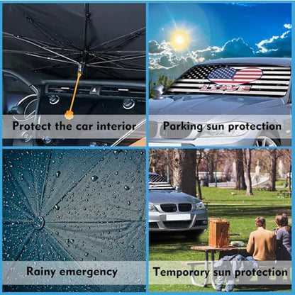 American Flag Heart Car Windshield Sun Shade Umbrella Car Windshield Foldable Car Umbrella Sun Shade Cover Car Visor Car Umbrella for SUV Truck Cars Sunshade (One Size / American Flag Heart)