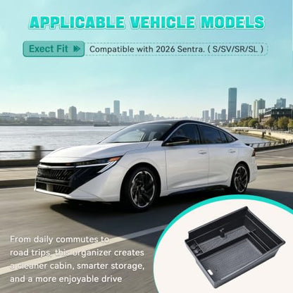 Car Center Console Organizer Tray for 2026 Nissan Sentra S SV SR SL