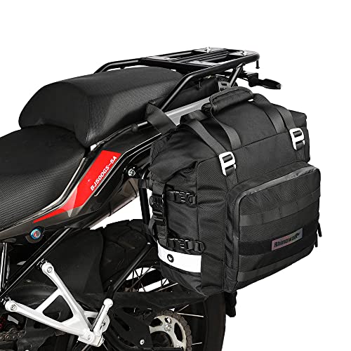 Motorcycle Saddlebag Waterproof Motor Luggage Pack Quick Release Motorbike Side Bag 20L Fits Most Adventure and Sports Bike Motorcycle Racks (Black 20L / Black 20L)