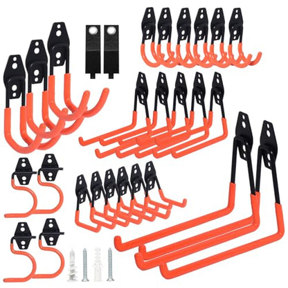 28 Pack Steel Heavy Duty Garage Hooks Storage Hooks with Anti (Orange)