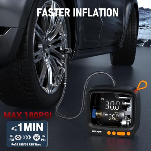 Tire Inflator Portable Air Compressor (Cordless 180 PSI / Orange)