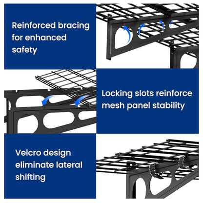 2 Pack 2x4ft Garage Shelving with Hooks (Black / 2 pack-2x4 ft w/hooks)