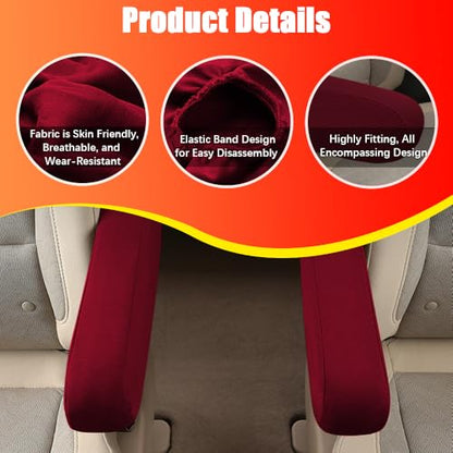 2PC Car Front Seat Armrest Covers (Wine Red-2PC)