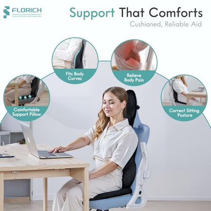 Car Seat Cushion and Lumbar Support Pillow for Office Chair Car (Black / 3 Pieces)