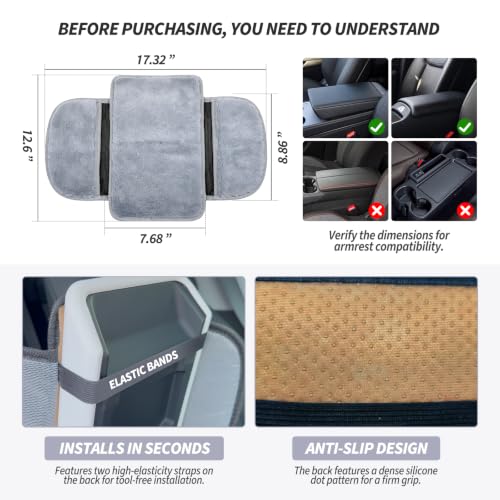 Plush Fuzzy Fur Car Armrest Cover with Side Pockets