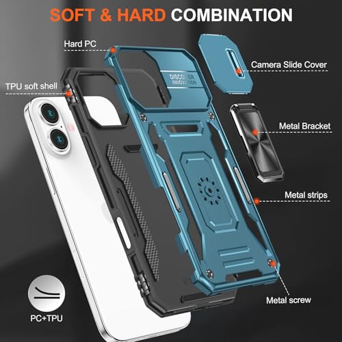 Phone Case for iPhone 16 Case iPhone 16 Phone Case with Camera Cover (iPhone 16 【6.1 inch】 / Light Blue)