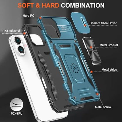 Phone Case for iPhone 16 Case iPhone 16 Phone Case with Camera Cover (iPhone 16 【6.1 inch】 / Light Blue)