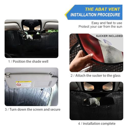 Car Windshield Sun Shade Black Motorcycle with American Flag Foldable Car Front Windshield Sunshade Blocks UV Rays Sun Visor Sun Heat Protection for Car Truck SUV to Keep Your Vehicle Cool (Small / Motorcycle with American Flag)
