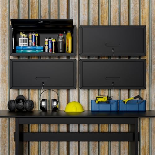Metal Wall Cabinet (Black / Upflip Door-H13.5")