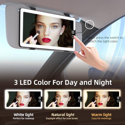 Sun Visor Vanity Mirror (Black / (1pcs-Solar Powered))