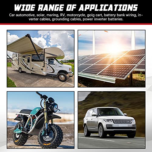 4 AWG Battery Cable 4 Gauge Pure Copper Battery Inverter Cables with 3 (1FT / 3/8")