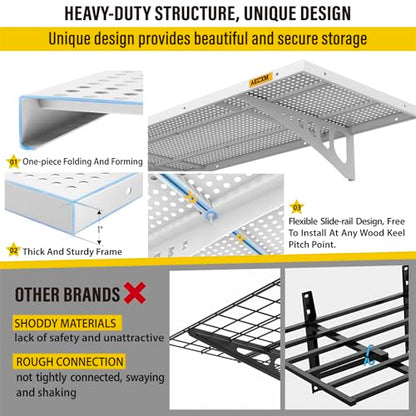 2 Pack 1.64x4ft Adjustable Garage Wall Shelving 560lbs Load Capacity Heavy Duty Wall Mounted Storage Shelf Metal Floating Shelves for Garage (2pack-1.64x4ft / White)
