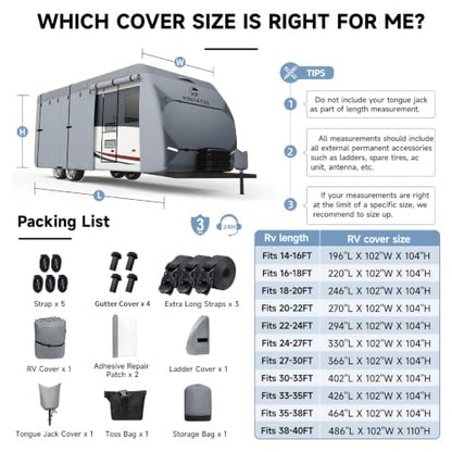 RV Cover 33 35ft (Travel Trailer Cover(Grey) / Fits 33-35FT)