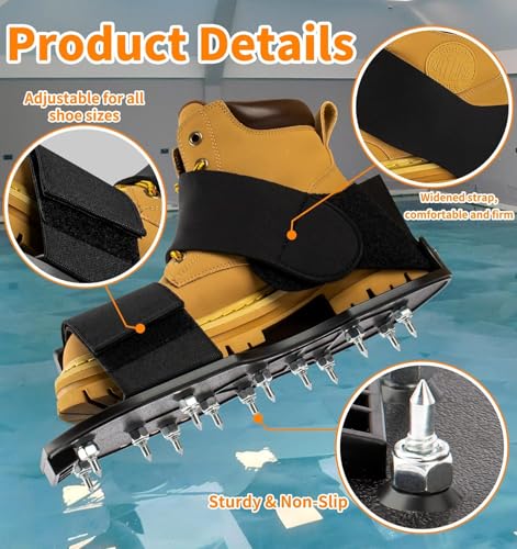 Epoxy Floor Spiked Shoes Fully Assembled Gunite Spiked Shoes with 3 (Wide Black / Medium 1 Pair)