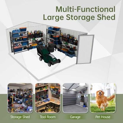 10x12 FT Outdoor Storage Shed (Gray / 10x12 FT)