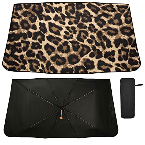 Leopard Print Windshield Sun Shade Umbrella Foldable Animal Car Front Window Sunshade Blocks UV Rays Heat Keep Vehicle Cool (multi 13)