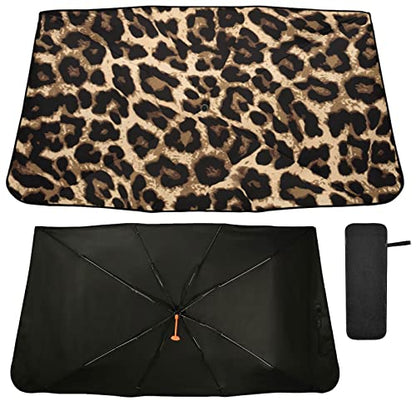Leopard Print Windshield Sun Shade Umbrella Foldable Animal Car Front Window Sunshade Blocks UV Rays Heat Keep Vehicle Cool (multi 13)